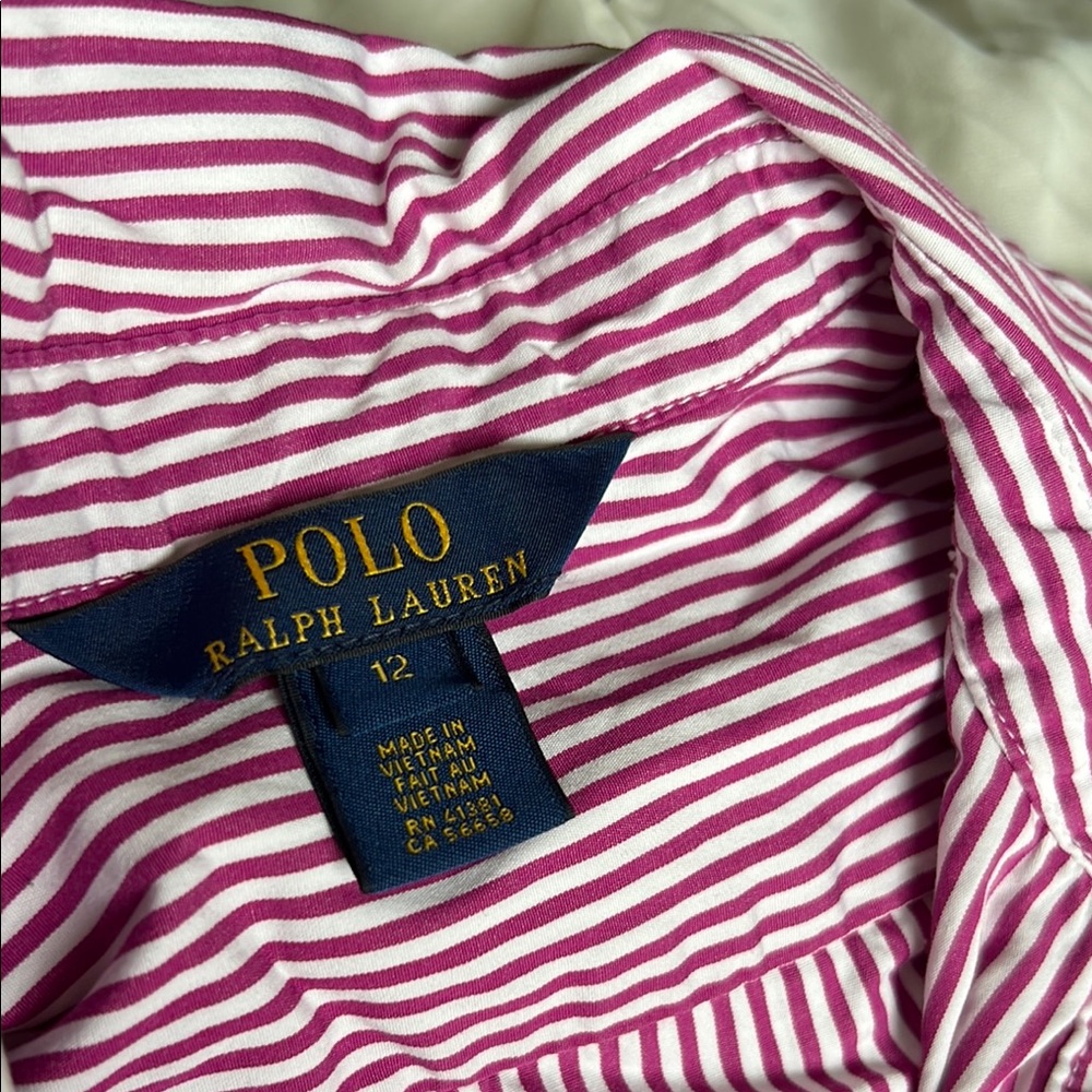 Polo by Ralph Lauren Kids Striped shirt dress - Pink and White - Picture 2 of 3